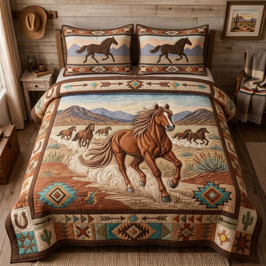 Dust Trail Stallion 3-Piece Quilted Bedding Set GDTONTD1321