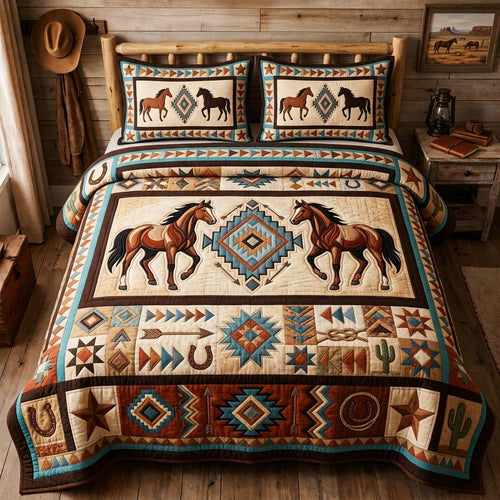 Wild Horse Lineup 3-Piece Quilted Bedding Set GDTONTD1325