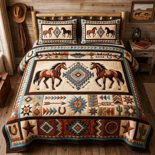 Wild Horse Lineup 3-Piece Quilted Bedding Set GDTONTD1325