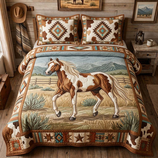 Black Stallion Desert 3-Piece Quilted Bedding Set GDTONTD1326