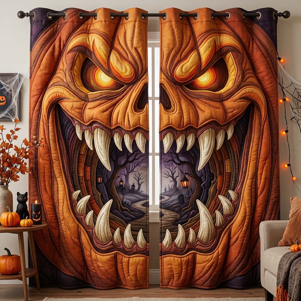 Pumpkin Beast Gate Quilted Curtains GDTONTD1349