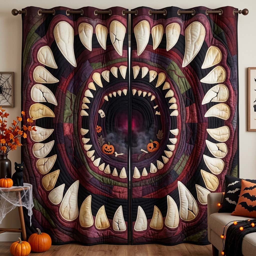 Haunted Spiral Jaws Quilted Curtains GDTONTD1350