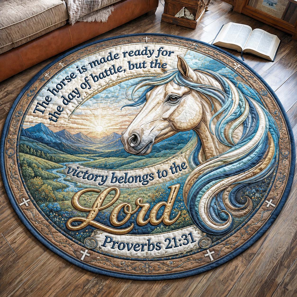 Victory Horse Quilted Round Mat GDTONTD1390