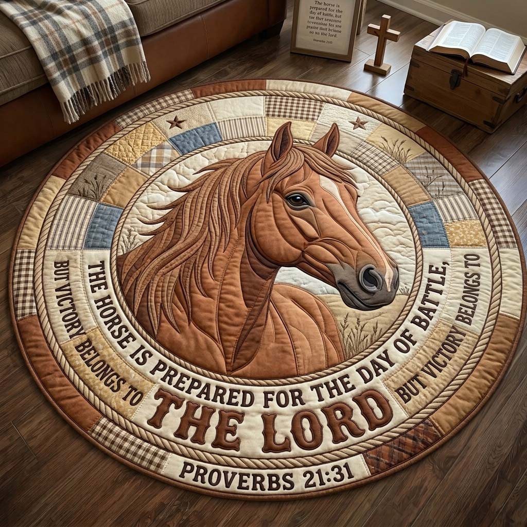 Prepared Horse Quilted Round Mat GDTONTD1394