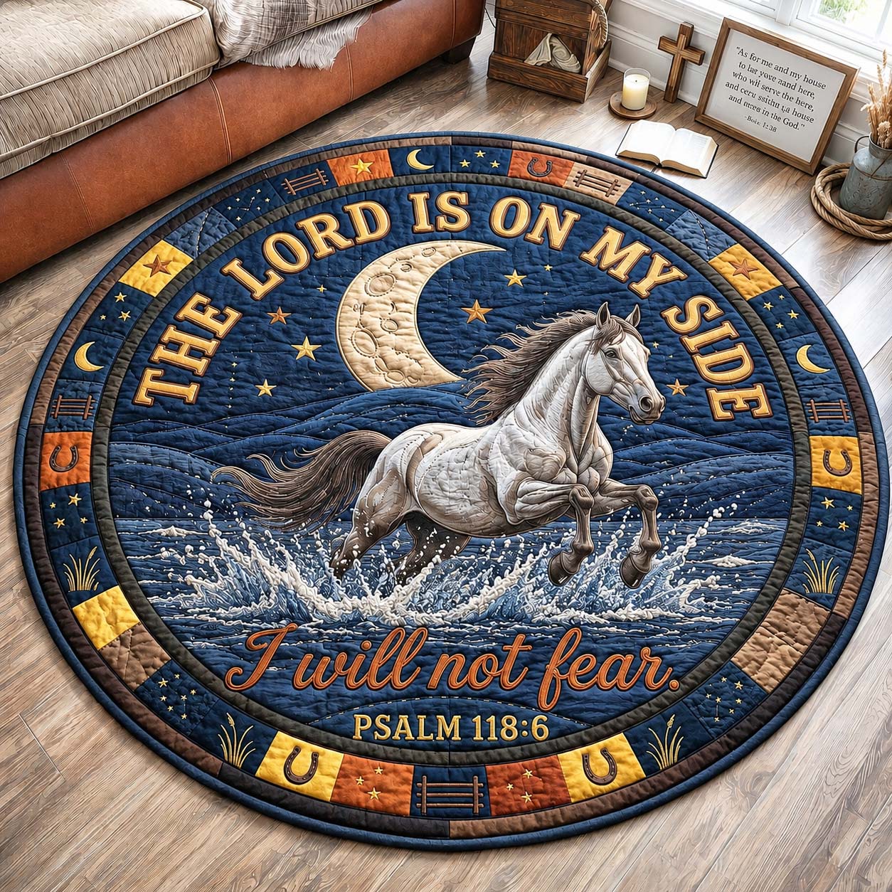 Moonlit Faith Quilted Round Mat GDTONTD1400