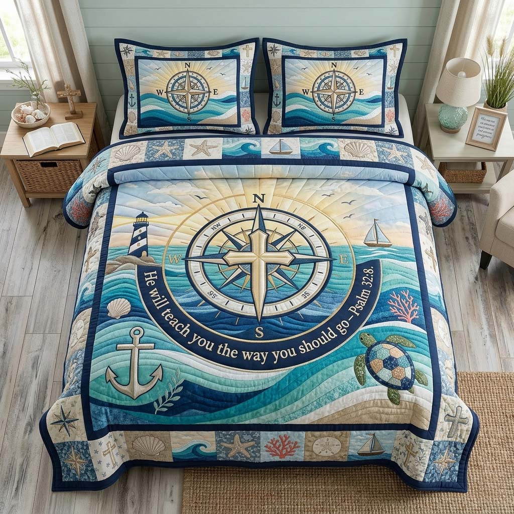 Anchor Guidance 3-Piece Quilted Bedding Set GDTONTD1426
