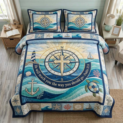 Anchor Guidance 3-Piece Quilted Bedding Set GDTONTD1426