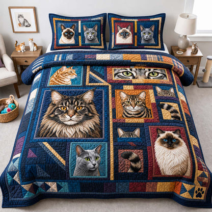 Cozy Cat 3-Piece Quilted Bedding Set GDTONTD1434