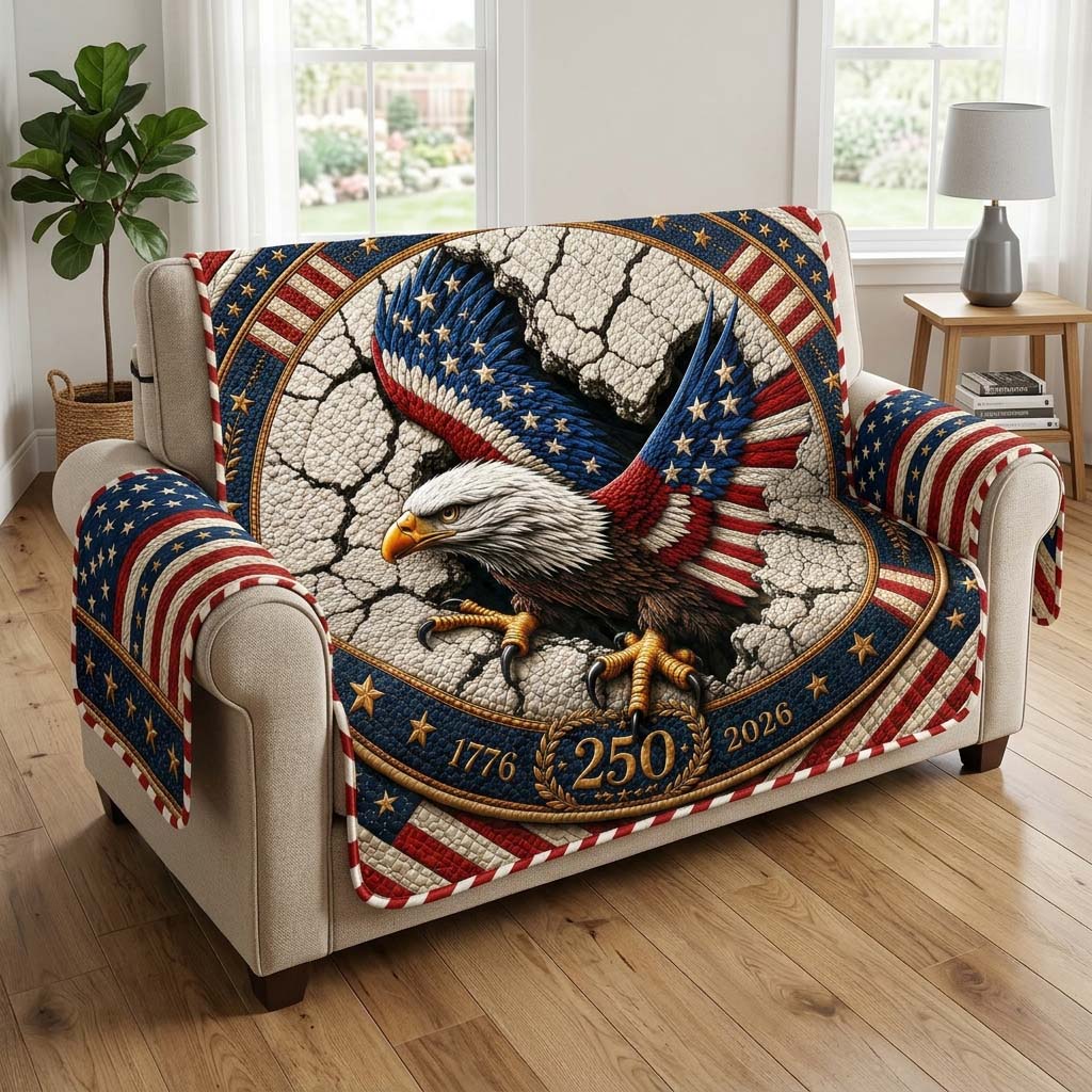 America Eagle Freedom Quilted Sofa Cover GDTONTD15