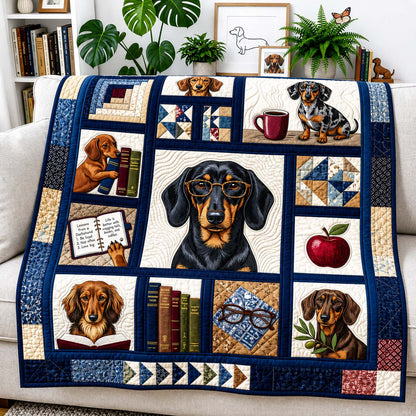 Dachshund Reading Club Quilted Blanket GDTONTD1538