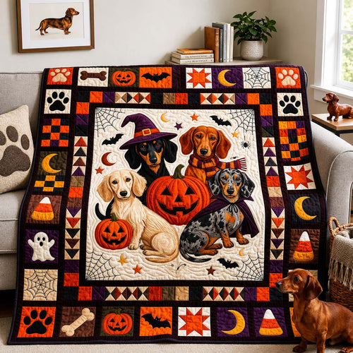 Halloween Dachshund Pack Quilted Blanket GDTONTD1544