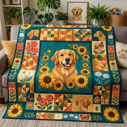 Sunflower Retriever Quilted Blanket GDTONTD1547