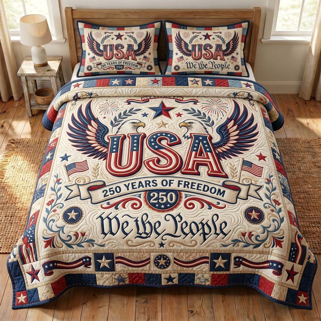 Liberty USA 3-Piece Quilted Bedding Set GDTONTD155