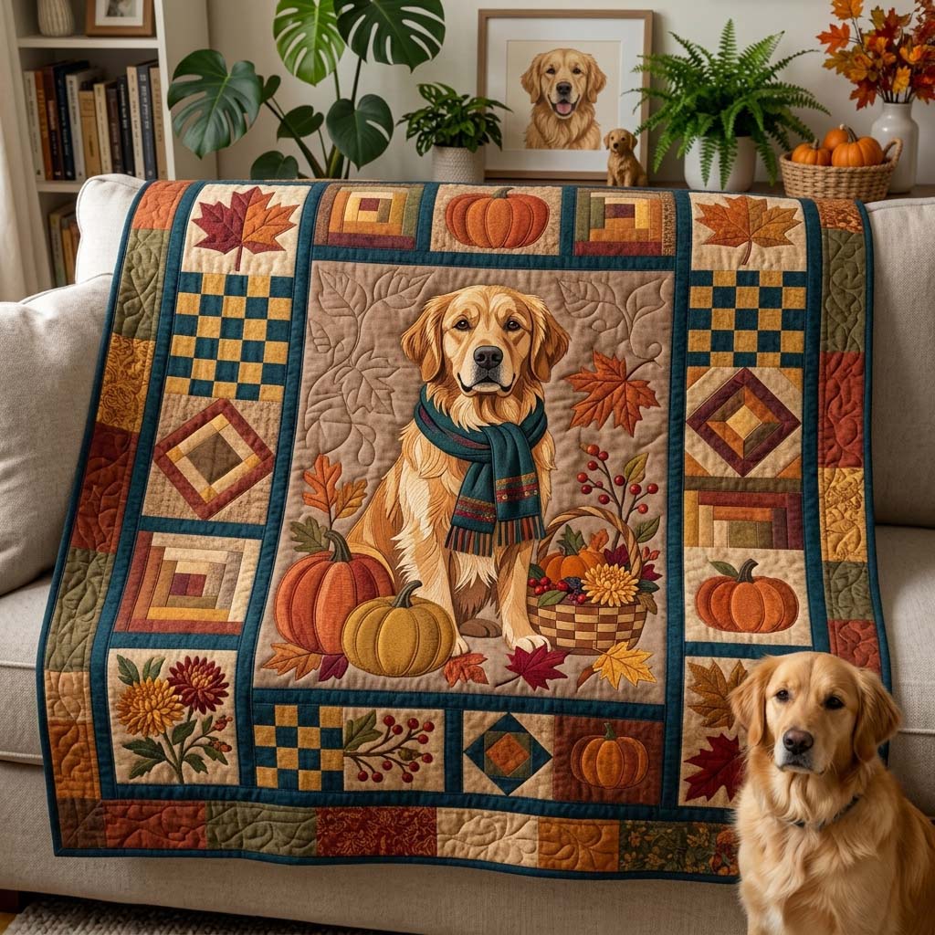Autumn Golden Quilted Blanket GDTONTD1550