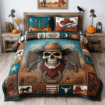 Western Outlaw Skull 3-Piece Quilted Bedding Set GDTONTD1563