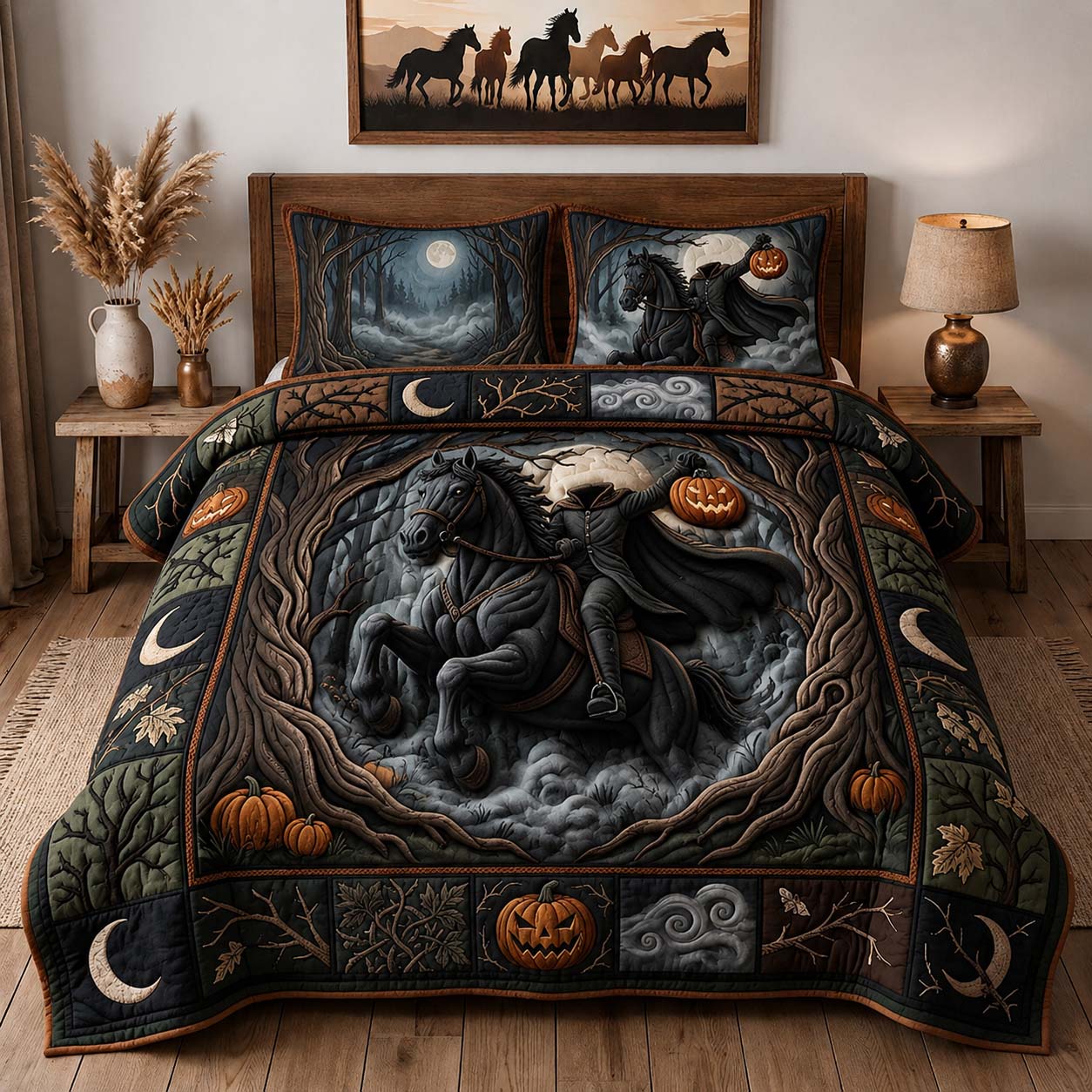 Hollow Horseman 3-Piece Quilted Bedding Set GDTONTD1565