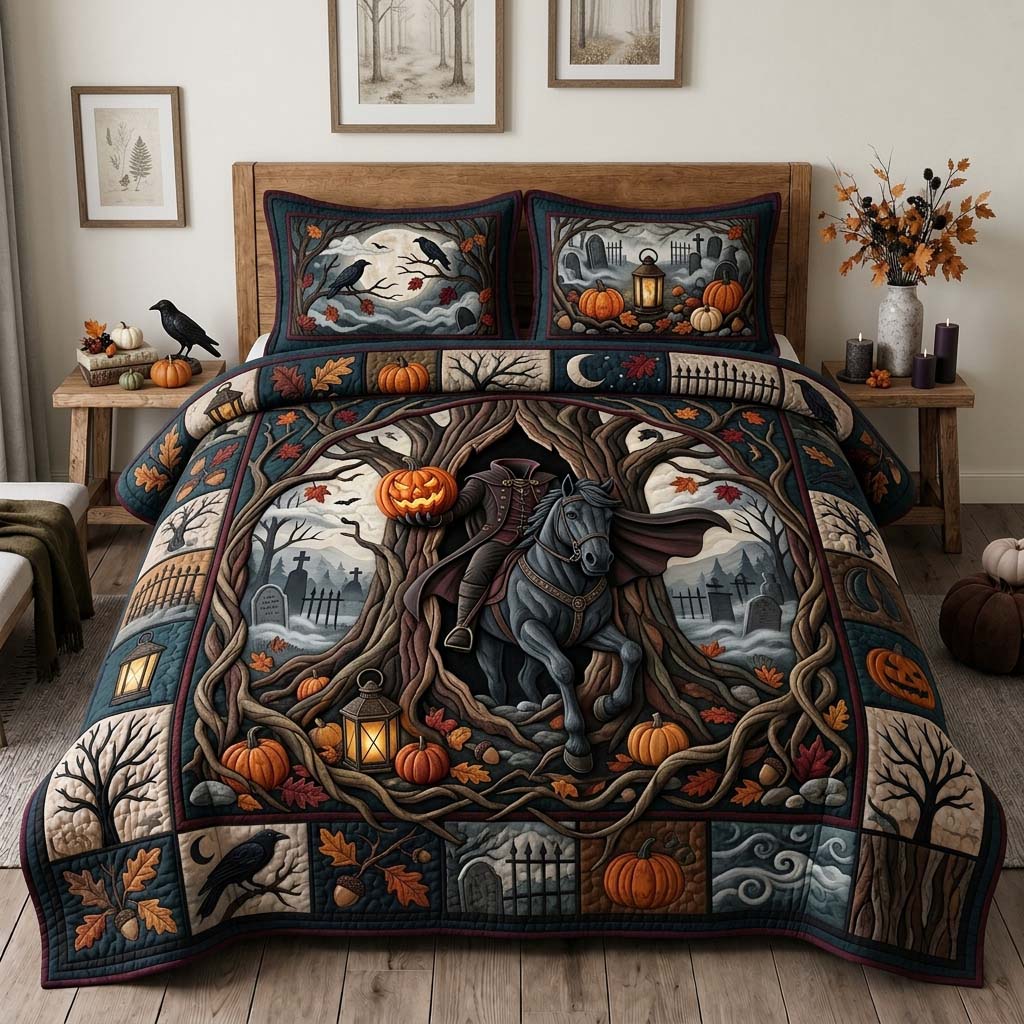 Graveyard Night Ride 3-Piece Quilted Bedding Set GDTONTD1566