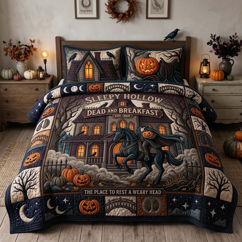 Sleepy Hollow Inn 3-Piece Quilted Bedding Set GDTONTD1567