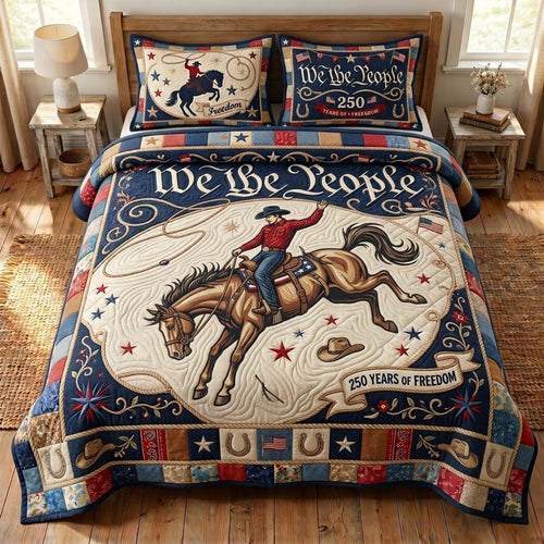 Cowboy Freedom 3-Piece Quilted Bedding Set GDTONTD159