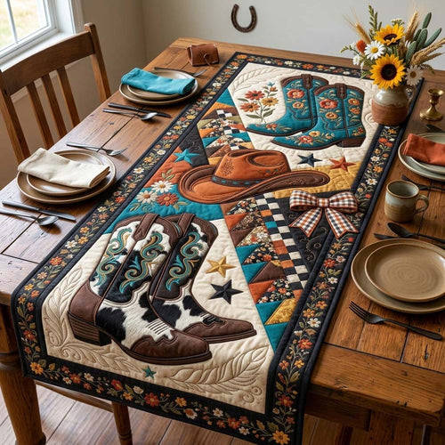 Turquoise Cowgirl Charm Quilted Table Runner GDTONTD1600