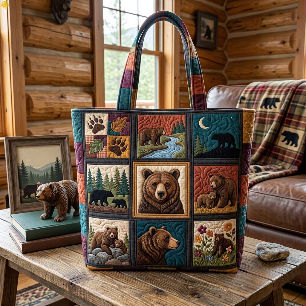 Nine Bears Nine Moods Quilted Tote Bag GDTONTD1619