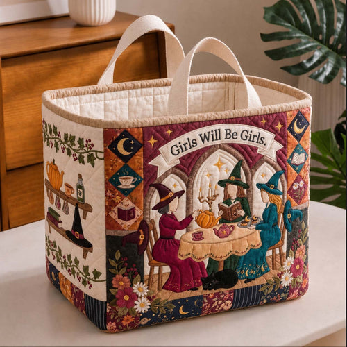 Witchy Tea Party Quilted Storage Basket GDTONTD1674