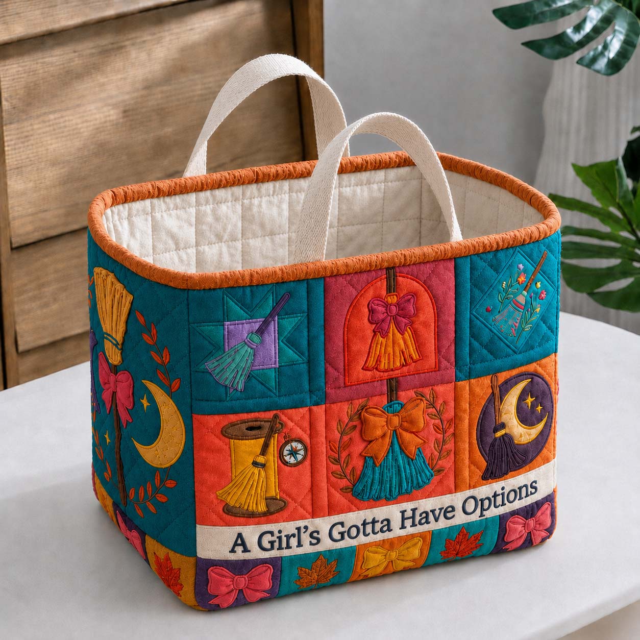 Magical Broom Collection Quilted Storage Basket GDTONTD1676
