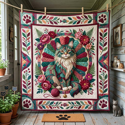 Emerald Garden Cat Medallion Qulited Blanket GDTONTD1697