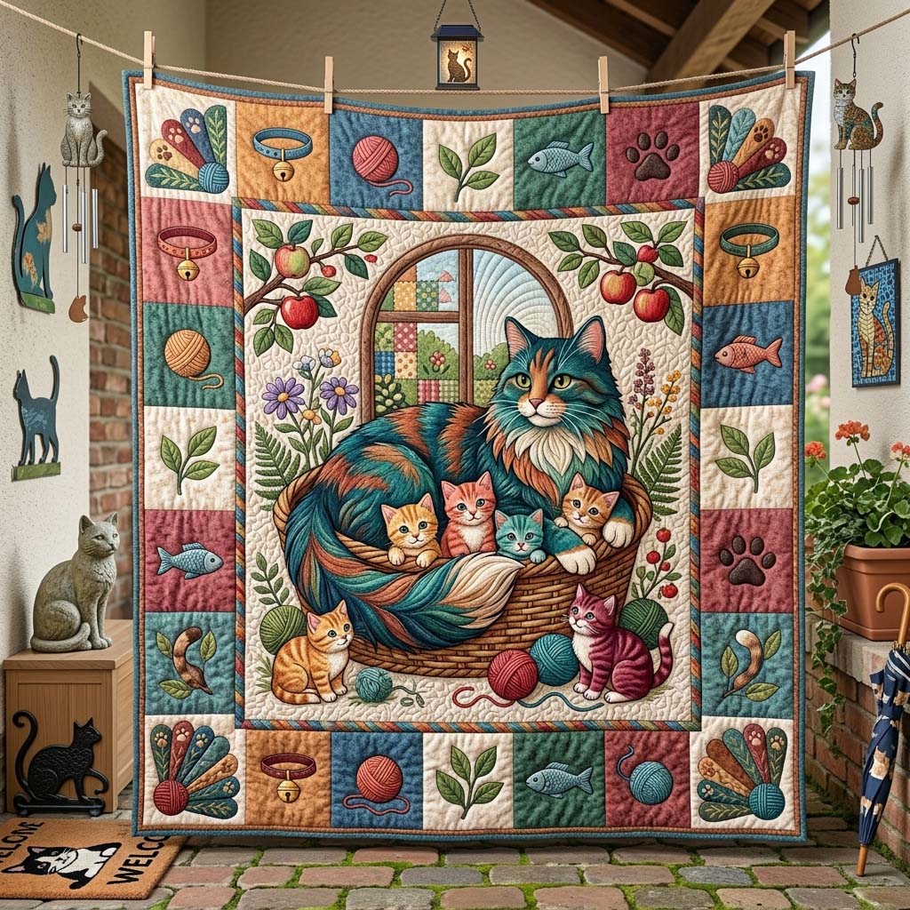 Mother Cat Safe Haven Qulited Blanket GDTONTD1700