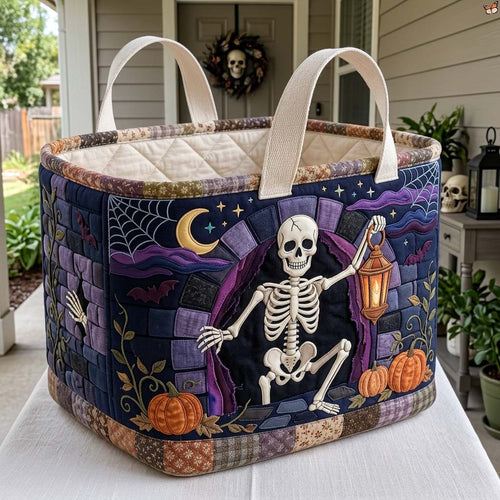 Midnight Skeleton Portal Quilted Storage Basket GDTONTD1701