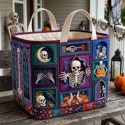 Nine Haunted Bone Windows Quilted Storage Basket GDTONTD1704