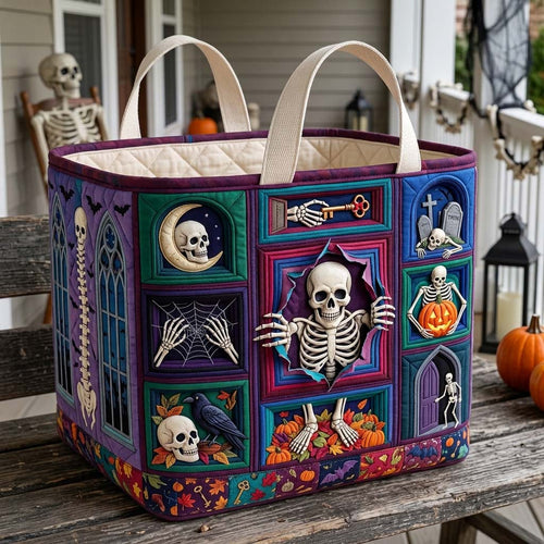 Nine Haunted Bone Windows Quilted Storage Basket GDTONTD1704