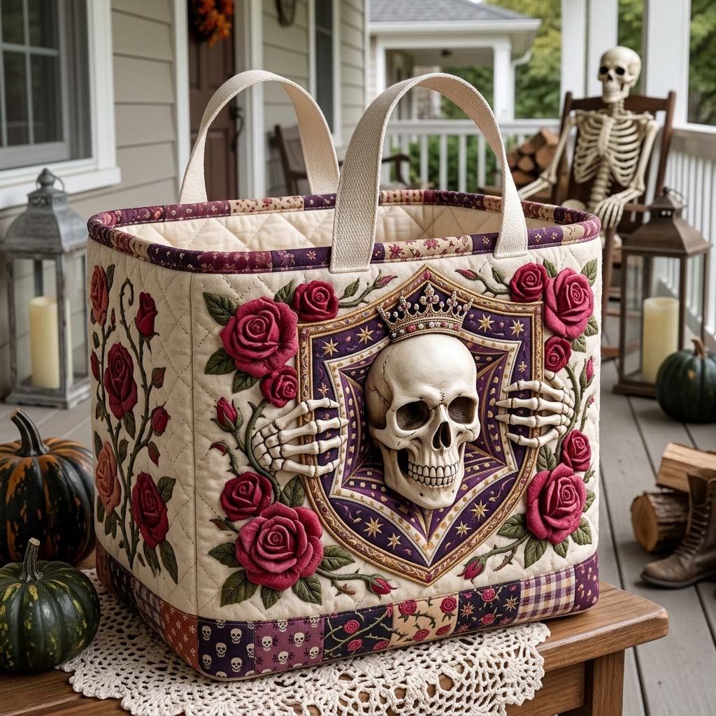 Giant Gothic Skull Quilted Storage Basket GDTONTD1706