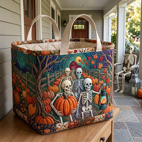 Skeleton Family Pumpkin Quilted Storage Basket GDTONTD1707