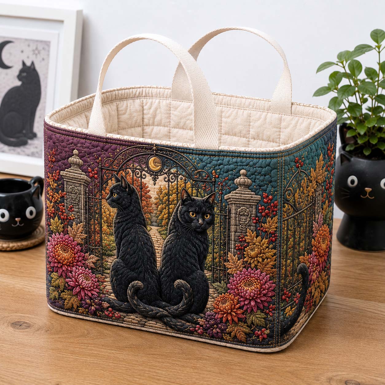 Windblown Leaf Chase Quilted Storage Basket GDTONTD1738