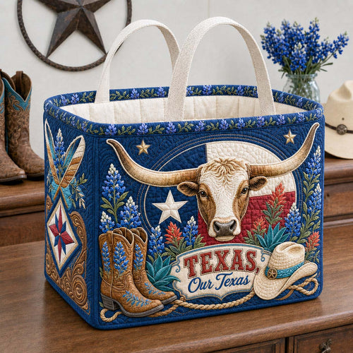 Texas Longhorn Heritage Garden Quilted Storage Basket GDTONTD1774