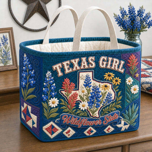Texas Girl Wildflower Legacy Quilted Storage Basket GDTONTD1776