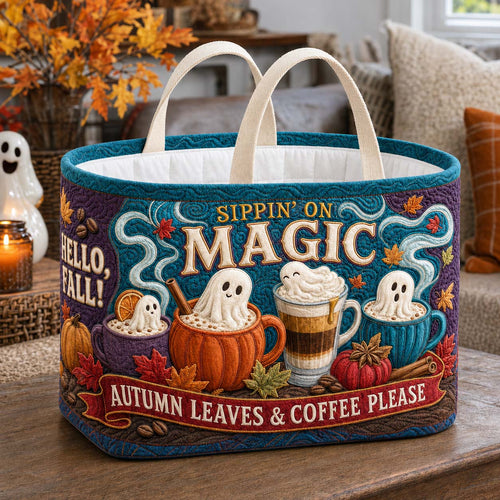 Haunted Harvest Coffee Flight Quilted Storage Basket GDTONTD1778