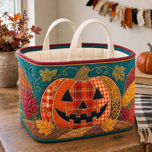 Harvest Rag Pumpkin Crown Quilted Storage Basket GDTONTD1779