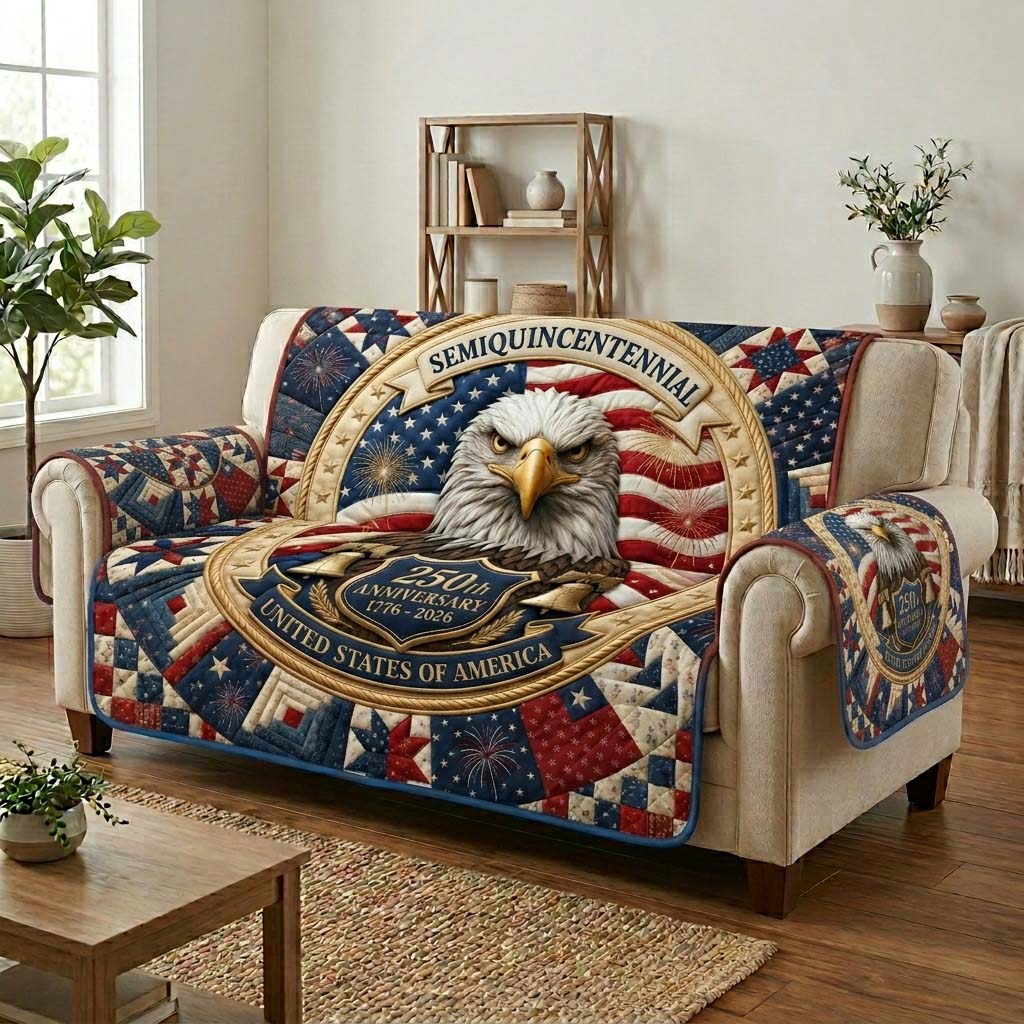 America 250 Eagle Quilted Sofa Cover GDTONTD18