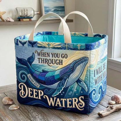 Carried Through Deep Waters Quilted Storage Basket GDTONTD1843