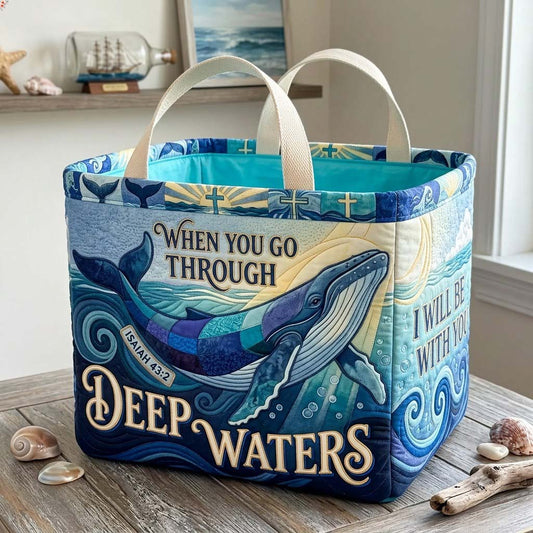 Carried Through Deep Waters Quilted Storage Basket GDTONTD1843