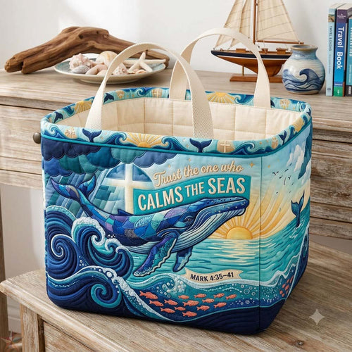 Keeper of Calming Seas Quilted Storage Basket GDTONTD1844
