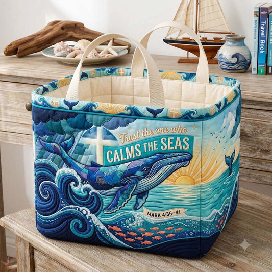 Keeper of Calming Seas Quilted Storage Basket GDTONTD1844
