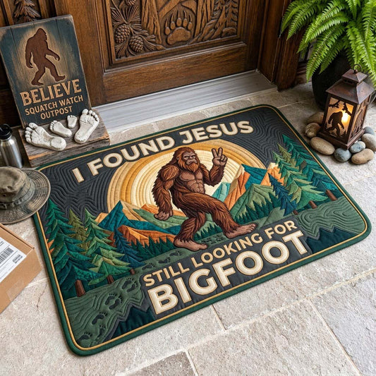 Found Jesus Still Seeking Bigfoot Doormat GDTONTD1881