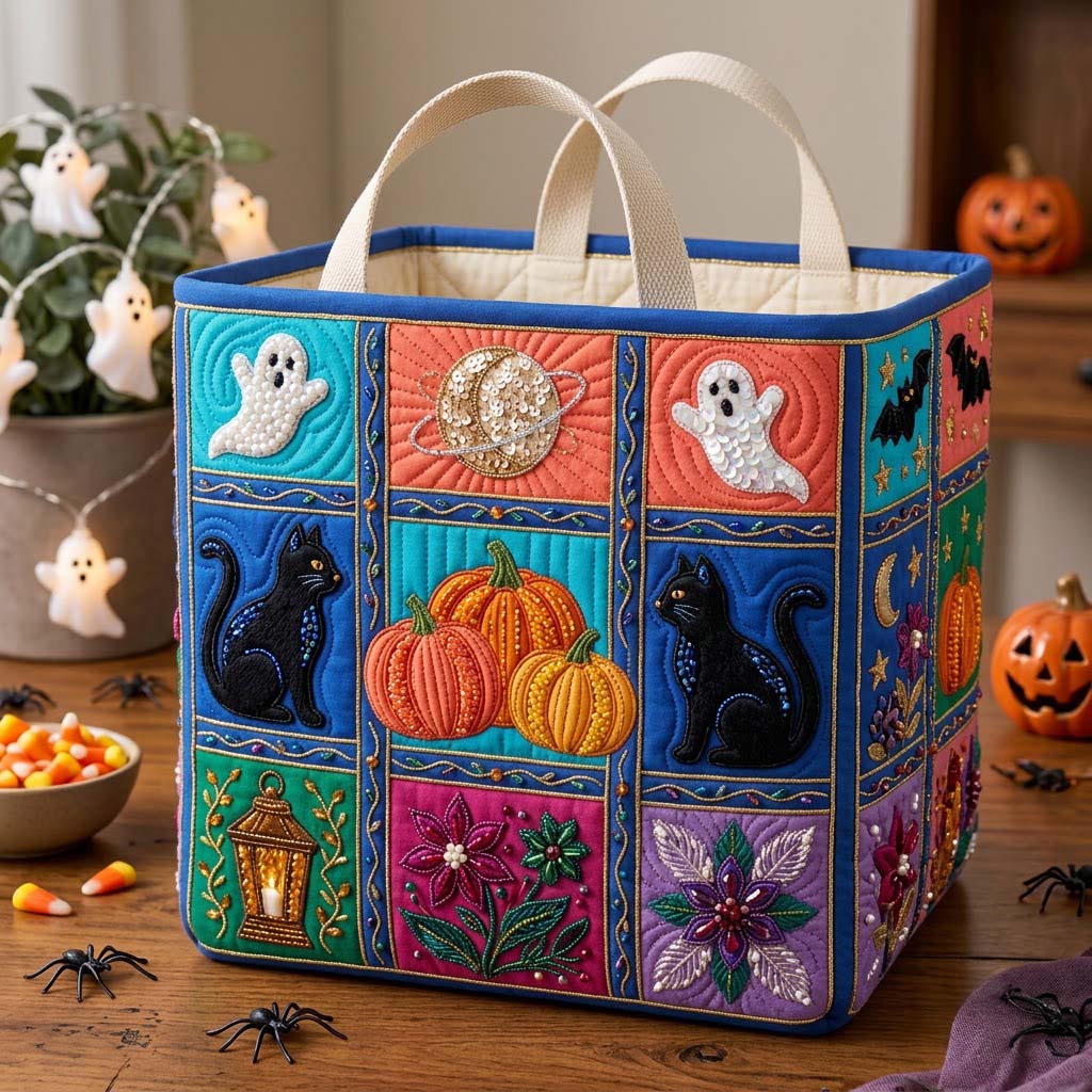 Jeweled Coven Sampler Quilted Storage Basket GDTONTD1887