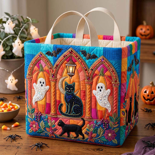 Beaded Pumpkin Cathedral Quilted Storage Basket GDTONTD1888
