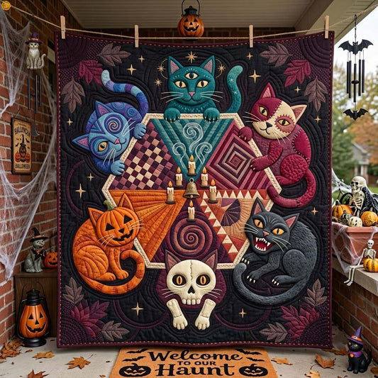 Midnight Séance Cat Circle Quilted Blanket GDTONTD1889