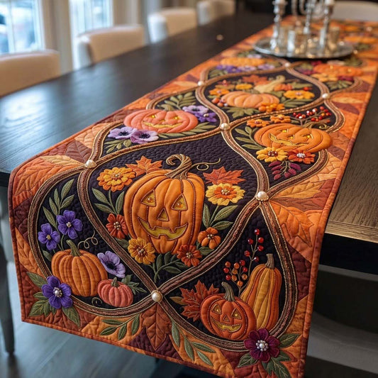 Gilded Pumpkin Vine Tapestry Quilted Table Runner GDTONTD1898
