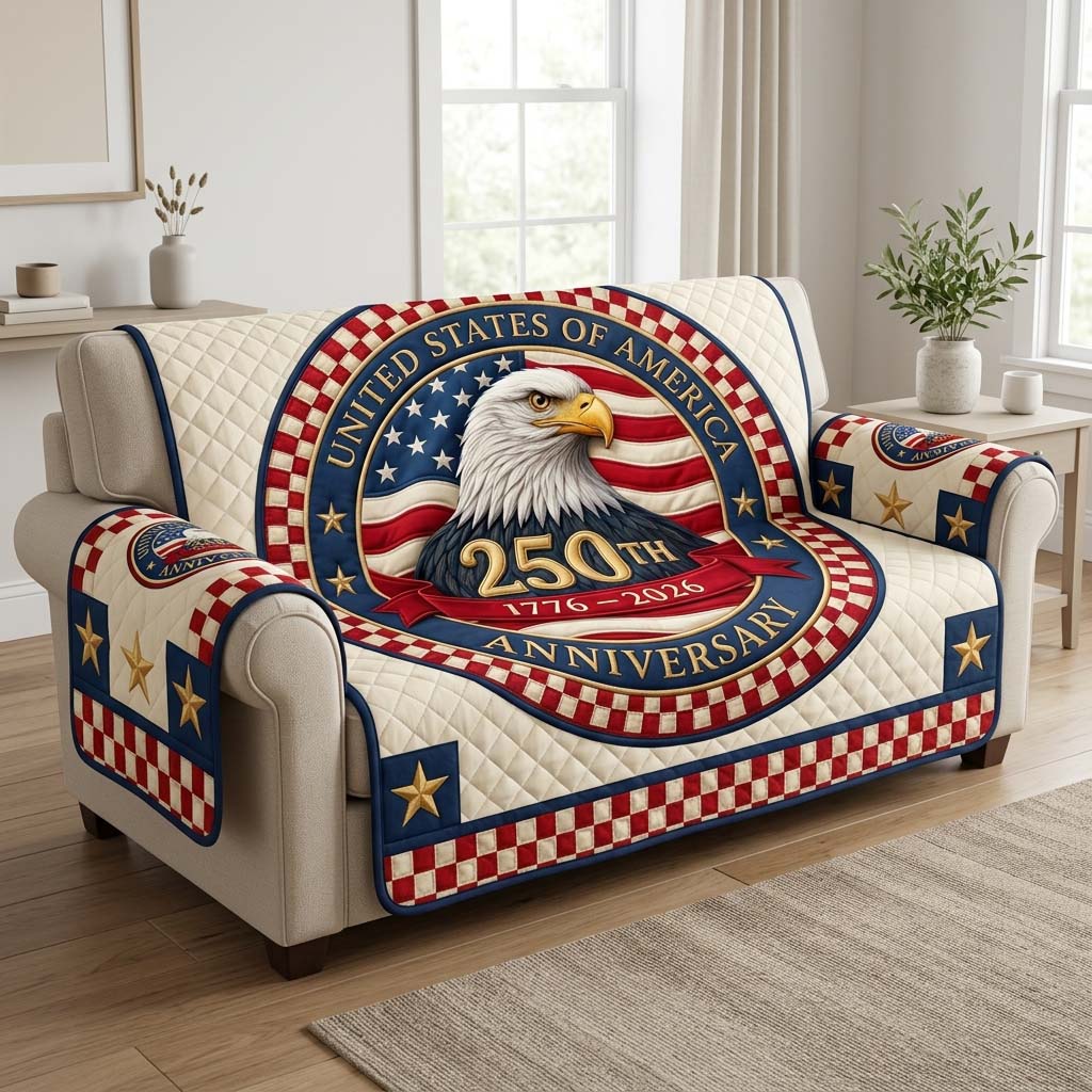 America 250 Eagle Quilted Sofa Cover GDTONTD19